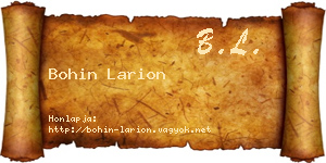 Bohin Larion névjegykártya